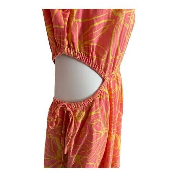 Universal Thread Pink Linen Blend Long Sleeve Cut Out Mini Dress Size L Pockets - Picture 6 of 11